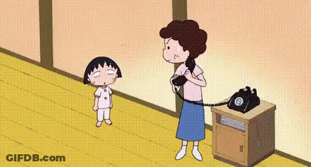 Cartoon Woman Talking On Phone Little Girl Watching GIF