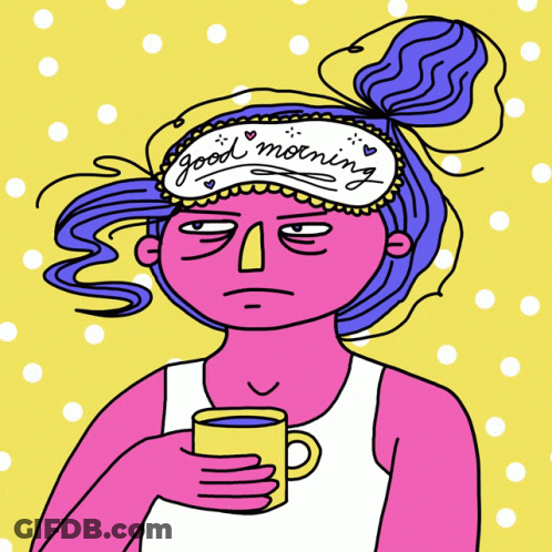 Cartoon Woman Wearing Good Morning Sleep Mask GIF