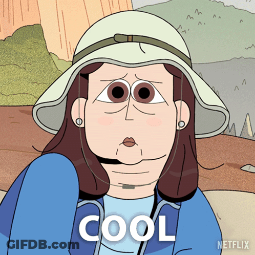 Cartoon Woman Wearing Hat That Says Cool GIF