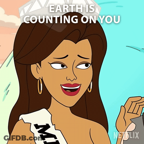 Cartoon Woman Wearing Miss Sash GIF