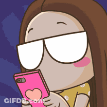 Cartoon Woman Wearing Sunglasses Holding Cell Phone GIF