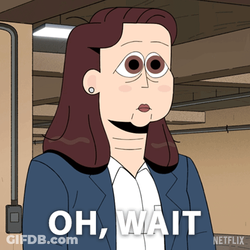 Cartoon Woman With Big Eyes And Oh Wait GIF