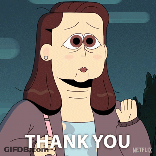 Cartoon Woman With Big Eyes Says Thank You GIF