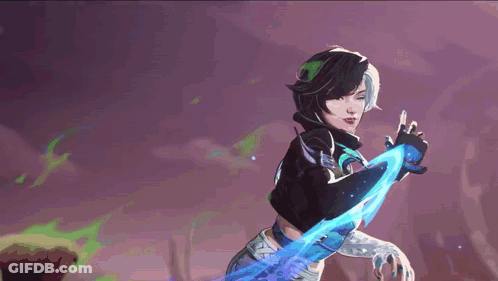 Cartoon Woman With Blue Sword GIF