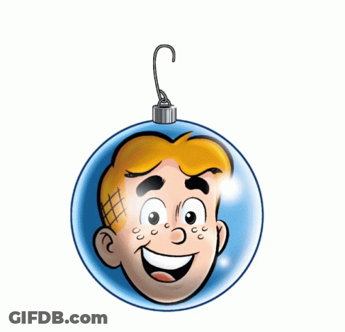 Cartoon Woman With Christmas Ornament Hanging From Head GIF