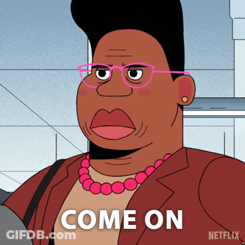 Cartoon Woman With Glasses And Necklace Saying Come On GIF