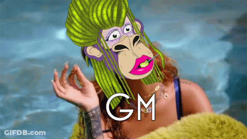 Cartoon Woman With GM Text GIF