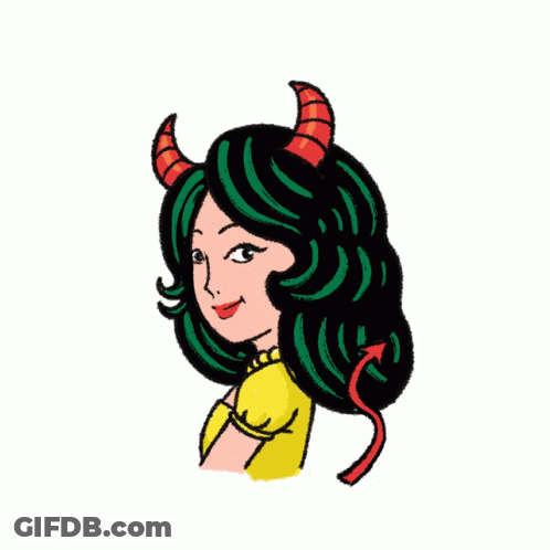 Cartoon Woman With Horns And Tail GIF