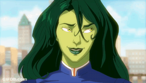 Cartoon Woman With Long Green Hair GIF