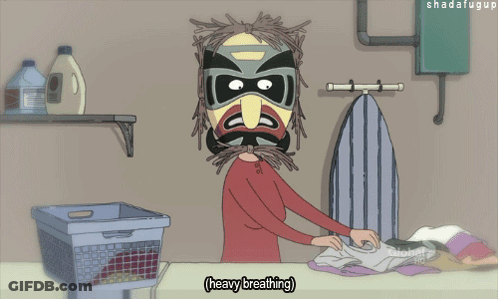 Cartoon Woman With Mask Saying Heavy Breathing GIF