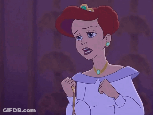 Cartoon Woman With Red Hair And Necklace GIF