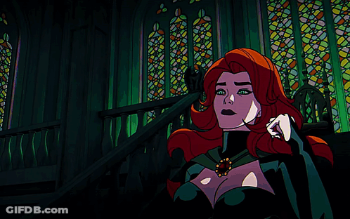 Cartoon Woman With Red Hair Reaching Out GIF