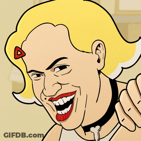 Cartoon Woman With Red Lips And Choker GIF