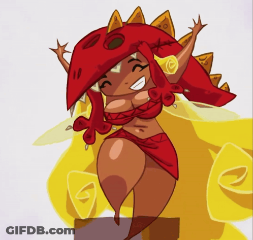 Cartoon Woman With Red Spiked Hat GIF