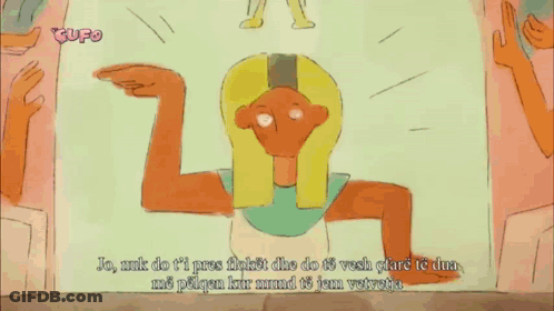 Cartoon Woman With UFO Text GIF