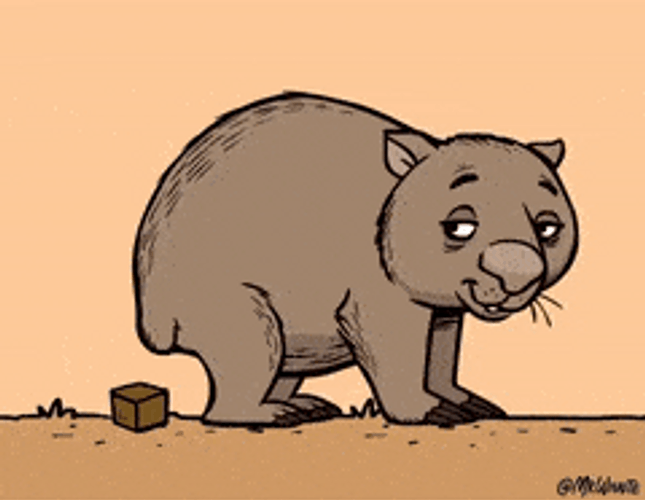 Cartoon Wombat Dropping Square Poops GIF