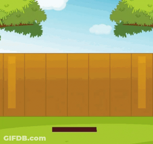 Cartoon Wooden Fence In Backyard GIF