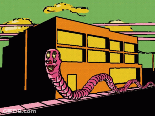 Cartoon Worm With Clown Face GIF