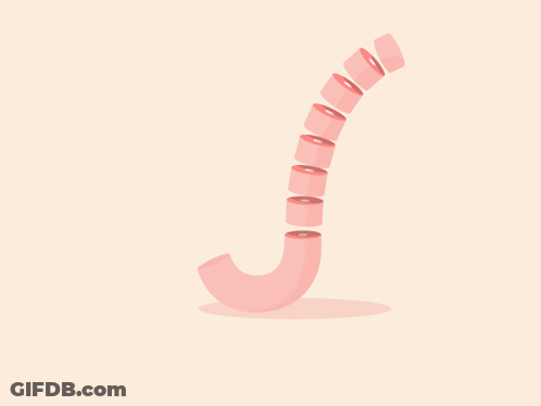 Cartoon Worm With Slices Coming Out Of Mouth GIF