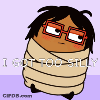 Cartoon Wrapped In Bandage Saying I Got Too Silly GIF