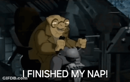 Cartoon Yawning In Chair I Finished My Nap GIF