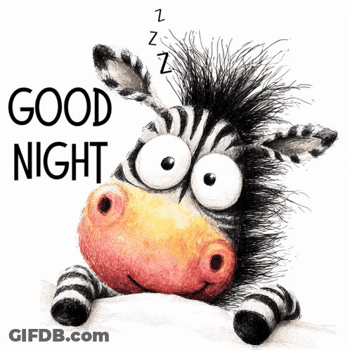 Cartoon Zebra Sleeping Good Night GIF