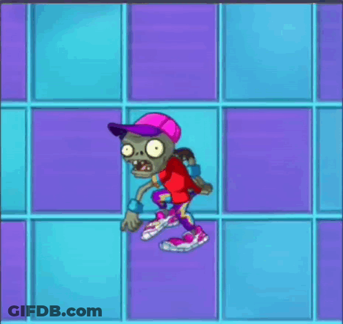 Cartoon Zombie In Pink Hat And Purple Pants GIF