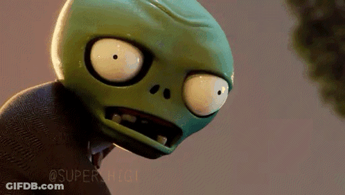 Cartoon Zombie With Big Eyes Surprised GIF