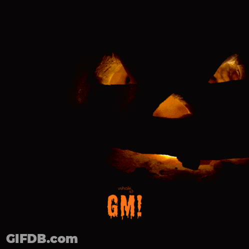 Carved Pumpkin Saying GM GIF