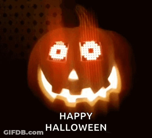 Carved Pumpkin Saying Happy Halloween GIF