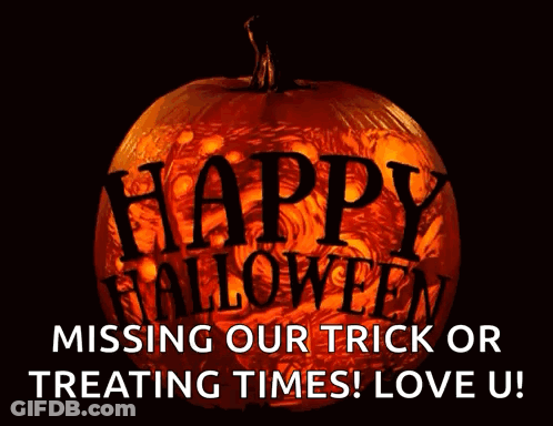 Carved Pumpkin Saying Happy Halloween GIF