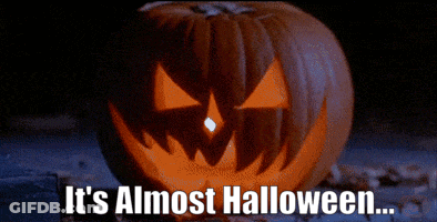 Carved Pumpkin Saying It's Almost Halloween GIF