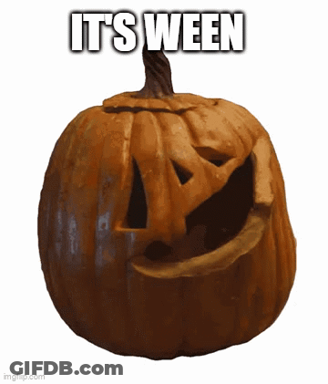 Carved Pumpkin Saying It's Ween GIF