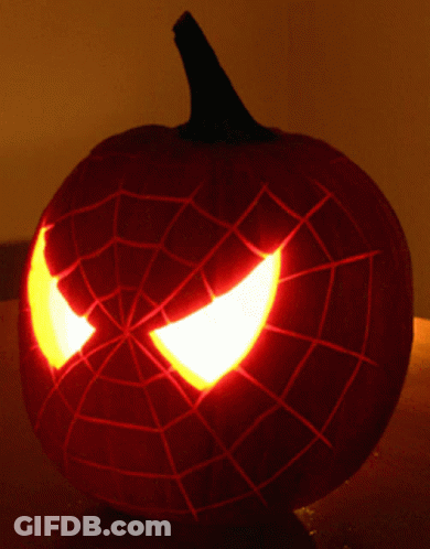 Carved Pumpkin With Spider Web Design GIF