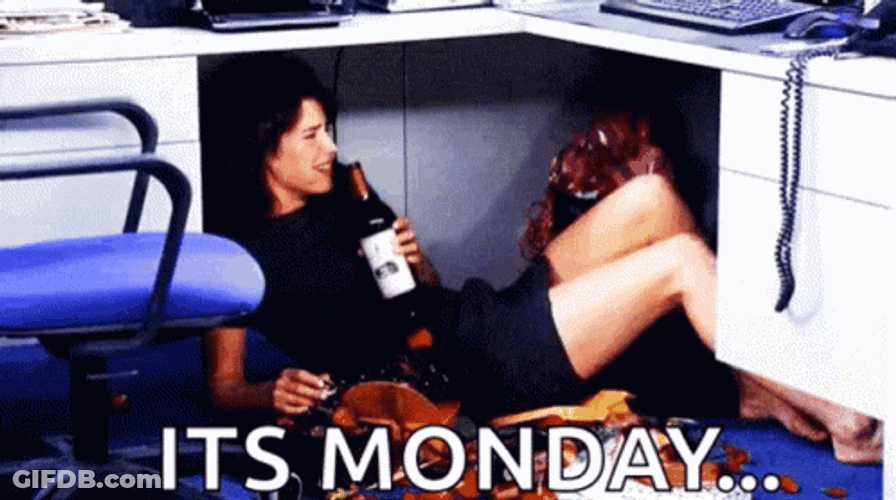 Case Of The Mondays Under Desk Drunk GIF