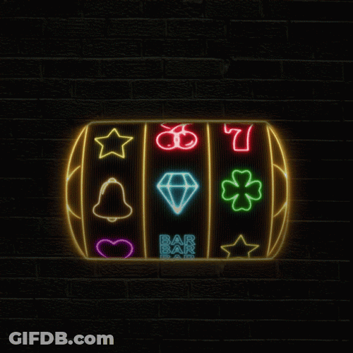Casino Slot Machine Spinning Jackpot GIF