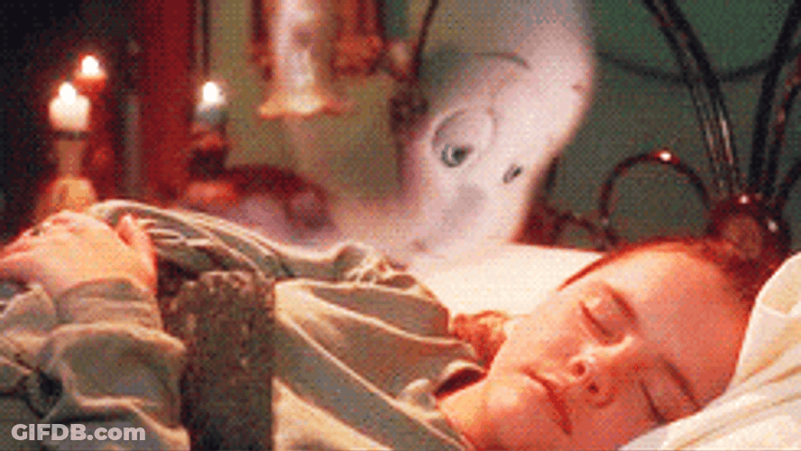 Casper Ghost Kisses Kat's Cheeks While Sleeping GIF
