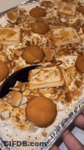 Casserole Dish Filled With Dessert GIF