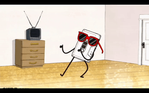 Cassette Tape With Red Sunglasses GIF