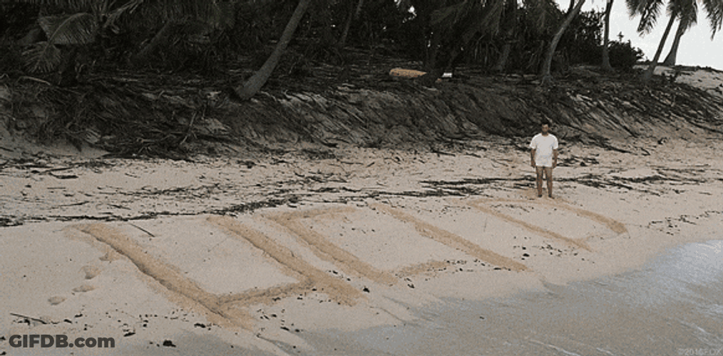 Cast Away Tom Hanks Help In Sand GIF