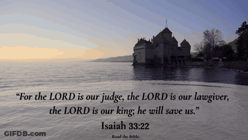 Castle In Water With Bible Quote GIF