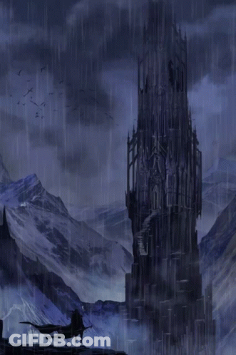 Castle With Lightning Strikes GIF