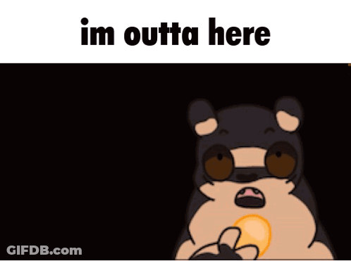 Cat And Bear Saying Im Outta Here GIF