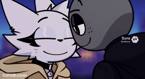 Cat And Ghost Kissing Sora GIF