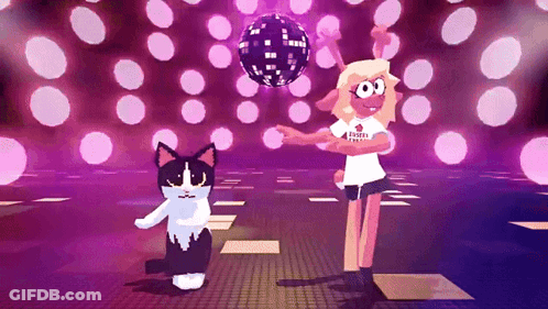 Cat And Girl Dancing In Club GIF
