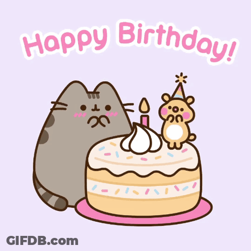 Cat And Hamster On Birthday Cake GIF