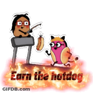 Cat And Hotdog Saying Earn The Hotdog GIF