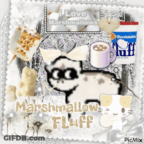Cat And Marshmallows I Love Marshmallow Fluff GIF