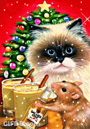 Cat And Mouse Drinking Bacardi GIF