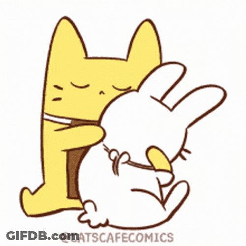 Cat And Rabbit Comfort Hug Animated GIF